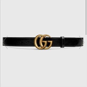 Gucci Black Leather Belt with Double G buckle